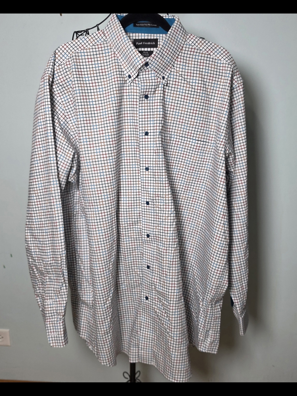 Paul Fredrick Men's 18x36 Classic Fit Check Dress Shirt